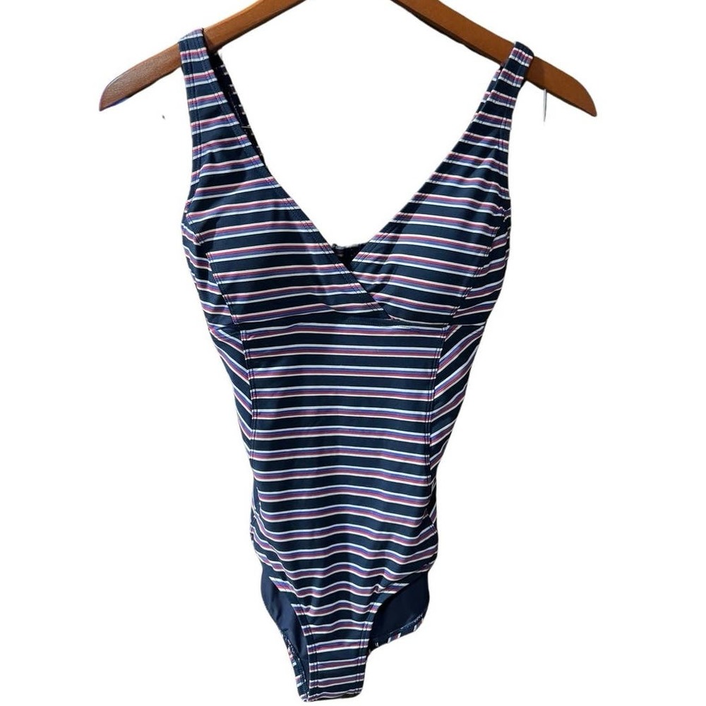NipTuck Swim Swimsuit 6 Sailor Stripe One Piece Navy Tummy Control Padded Cups
